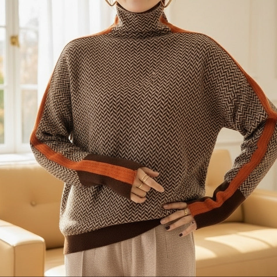 Eleanor | Hochkragen Herringbone Luxe