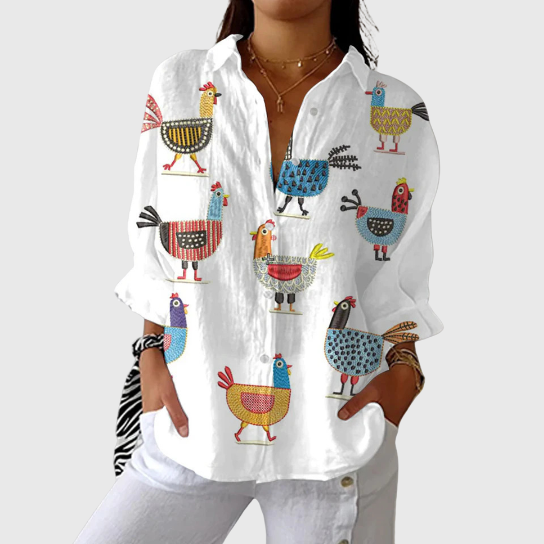 Leichte und farbenfrohe Druckbluse
