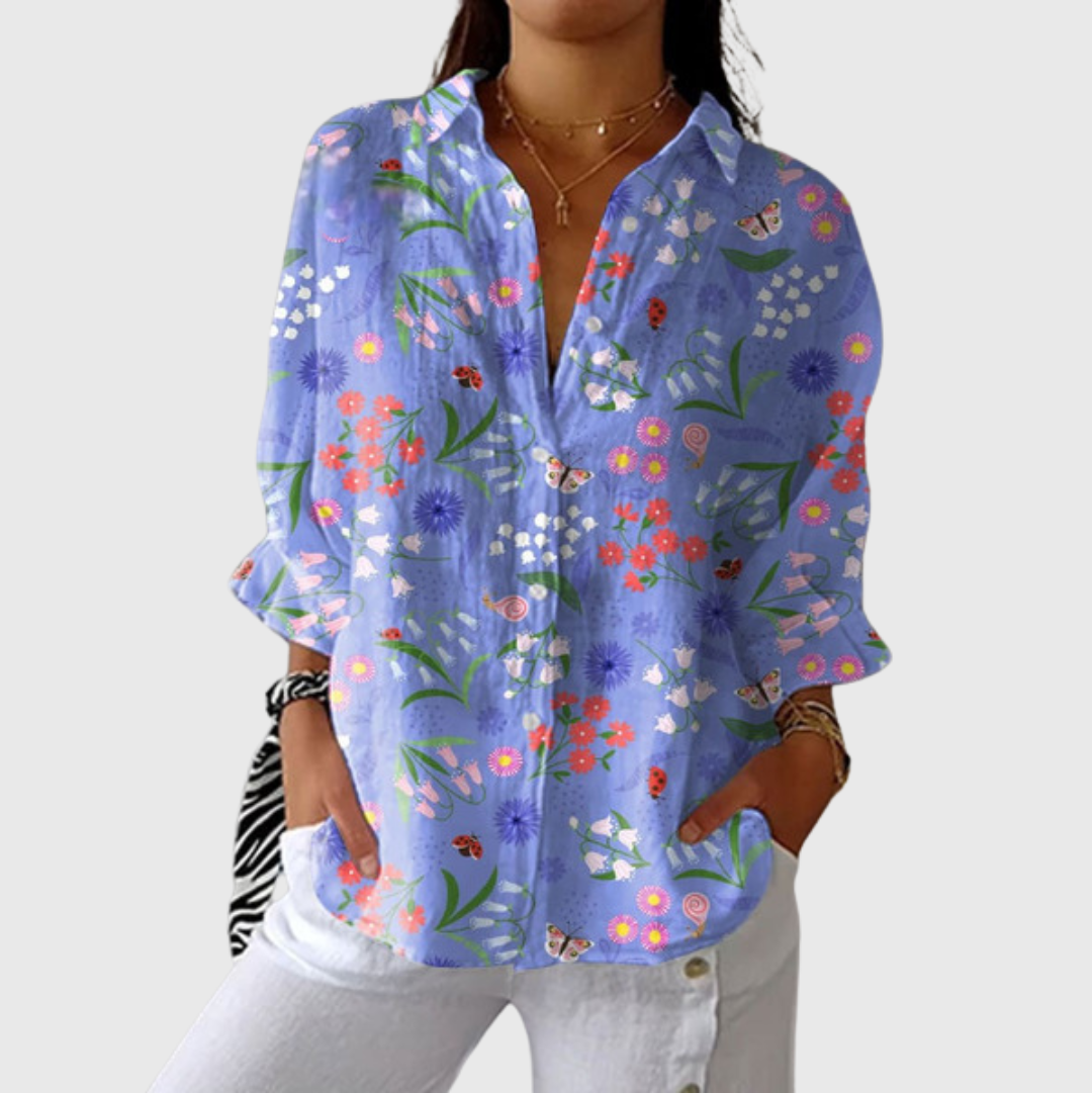 Leichte und farbenfrohe Druckbluse