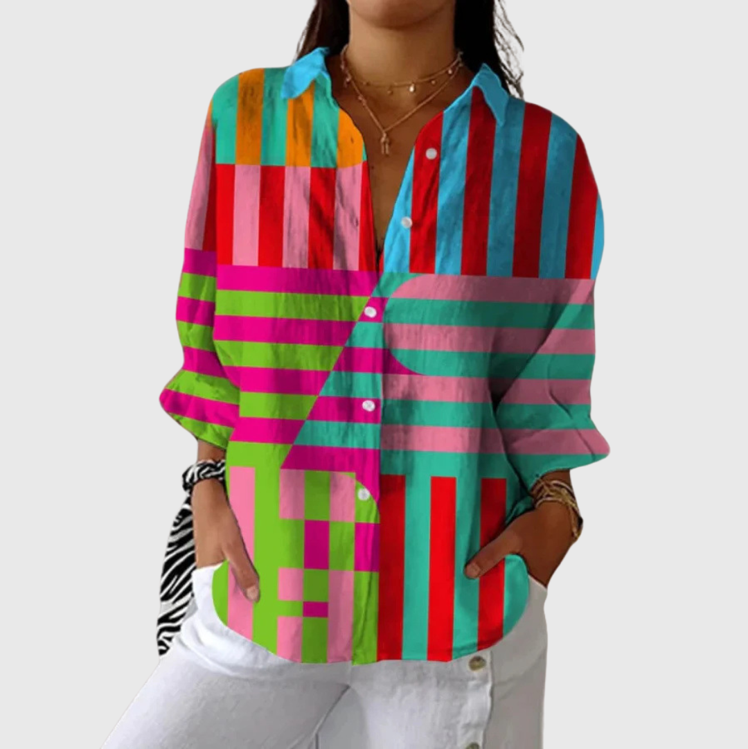 Leichte und farbenfrohe Druckbluse