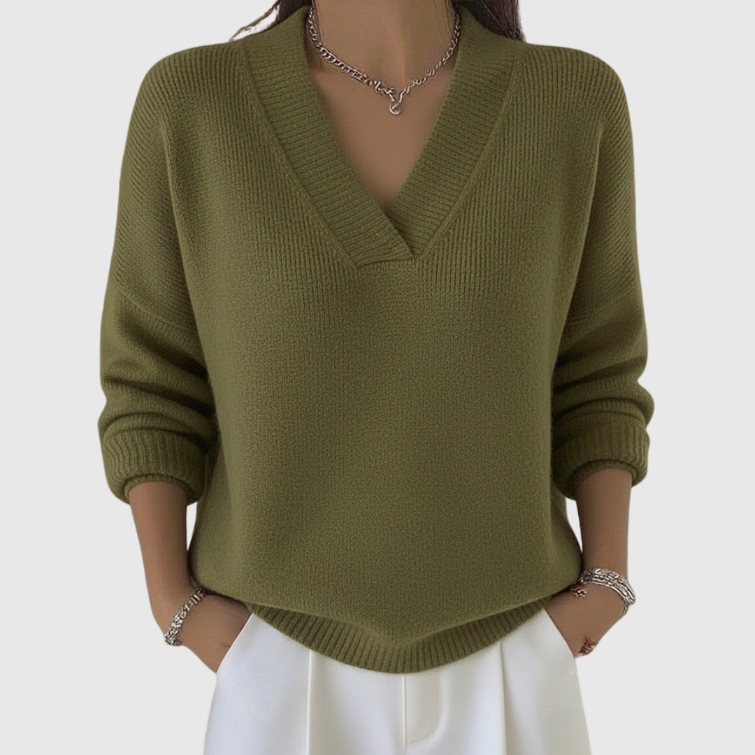 Faye | Weicher V-Ausschnitt-Pullover in lässiger Passform
