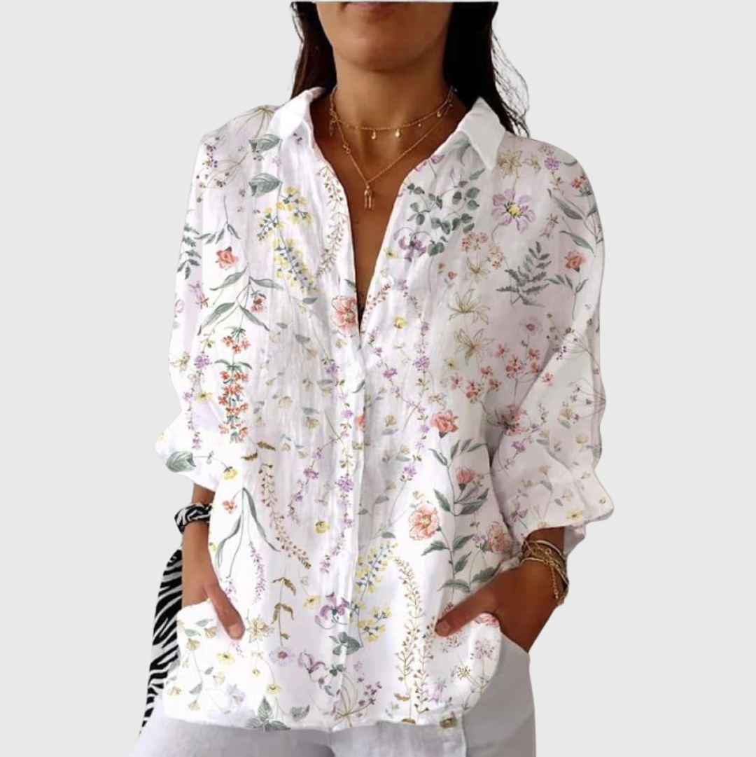 Leichte und bunte Druckbluse