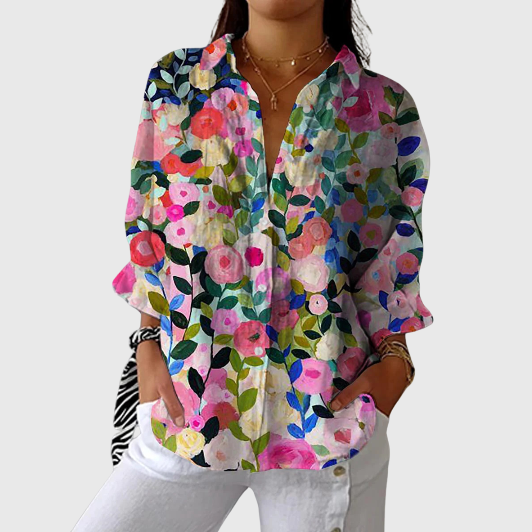 Leichte und farbenfrohe Druckbluse