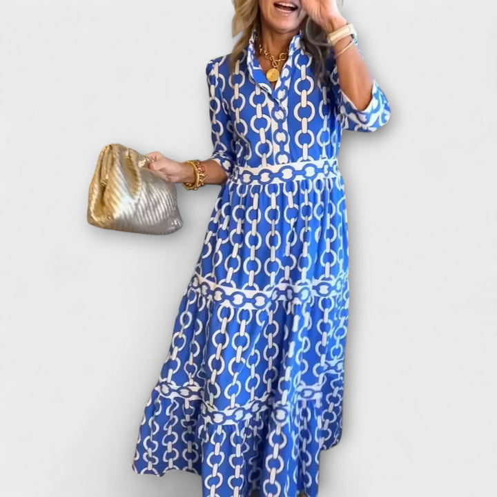 JULIANA | MIDI-ROBE MIT KETTENMUSTER