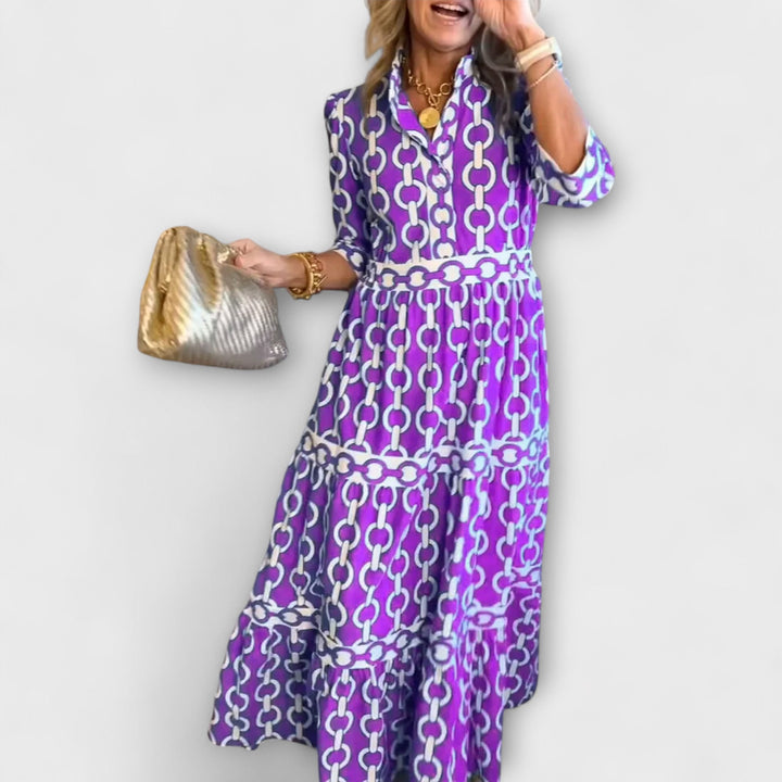 JULIANA | MIDI-ROBE MIT KETTENMUSTER