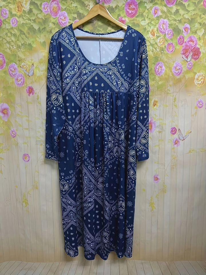 ELOWEN | MIDI-KLEID MIT LANGEN ÄRMELN CASUAL