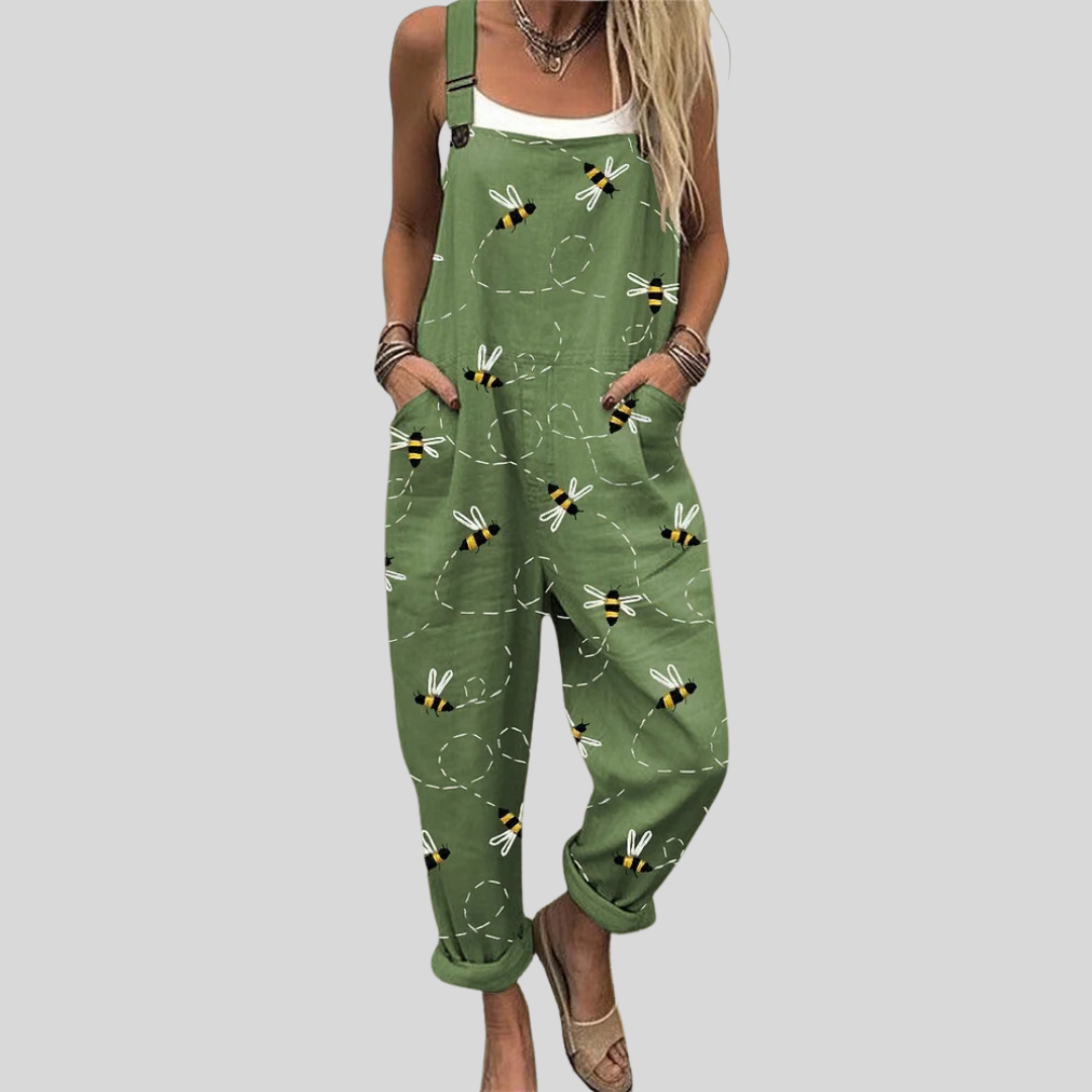 Grüne Latzhose mit Bienen