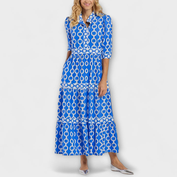 JULIANA | MIDI-ROBE MIT KETTENMUSTER
