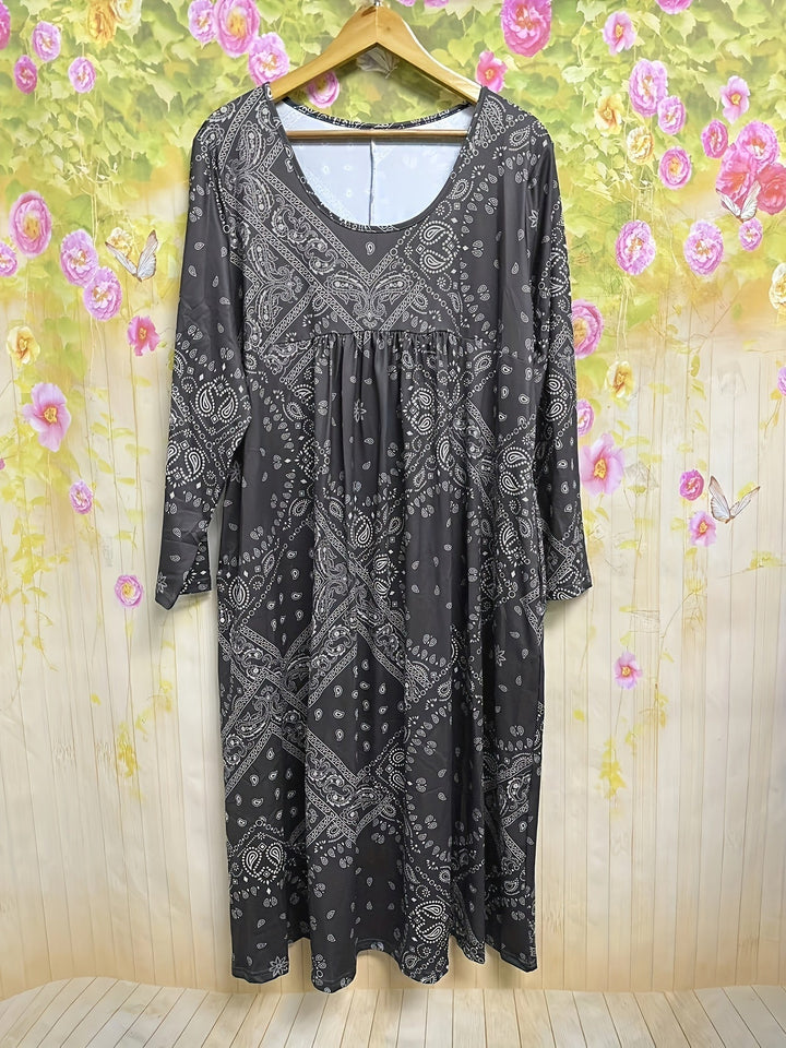 ELOWEN | MIDI-KLEID MIT LANGEN ÄRMELN CASUAL