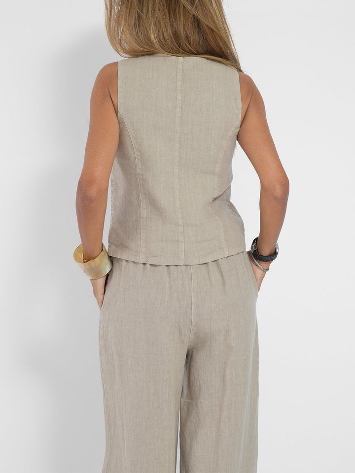 Aira - Ensemble Gilet mit Knöpfen &amp; Weite Hose