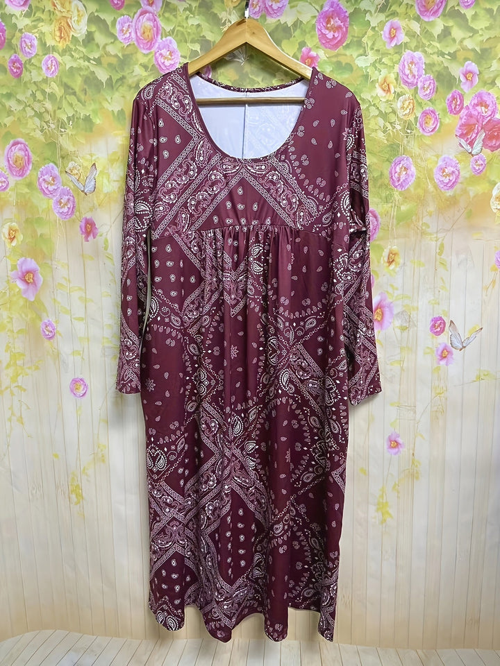 ELOWEN | MIDI-KLEID MIT LANGEN ÄRMELN CASUAL